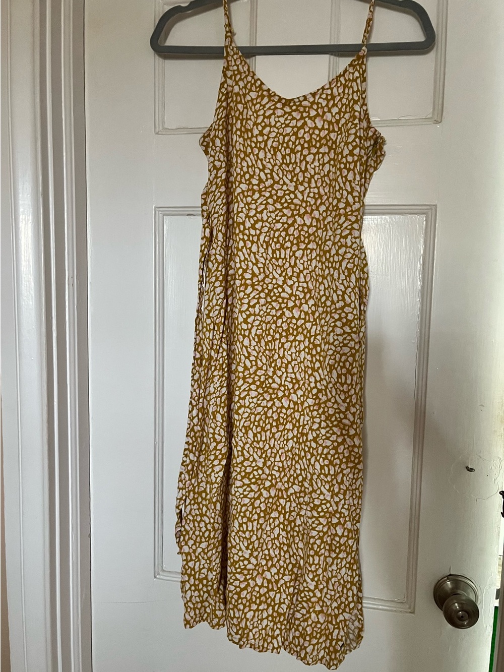 Mustard Print Midi Slip Dress